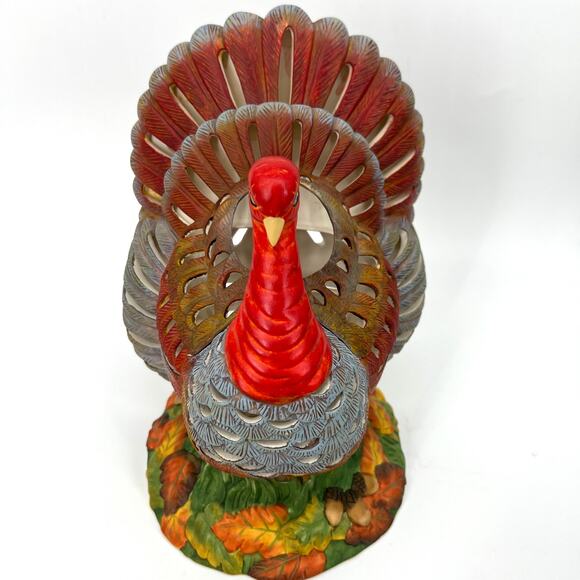 PartyLite P7592 Gobbler Tealight Holder Turkey Centerpiece 11" Tall in Box - Picture 5 of 10